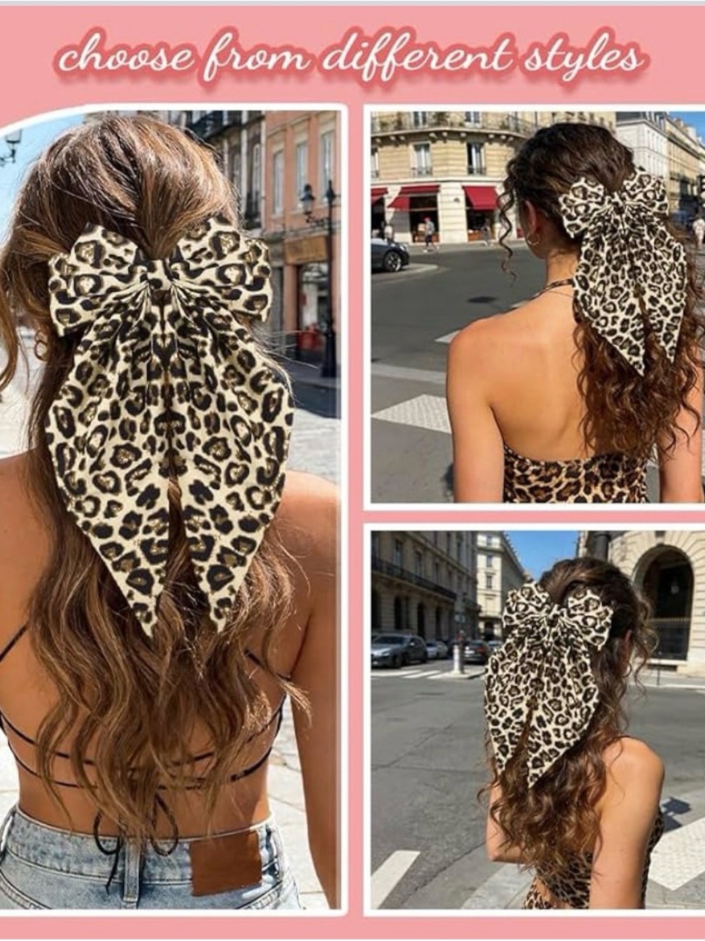 Large Silk Leopard Print Bow - Choose 1 - Picture 8 of 10